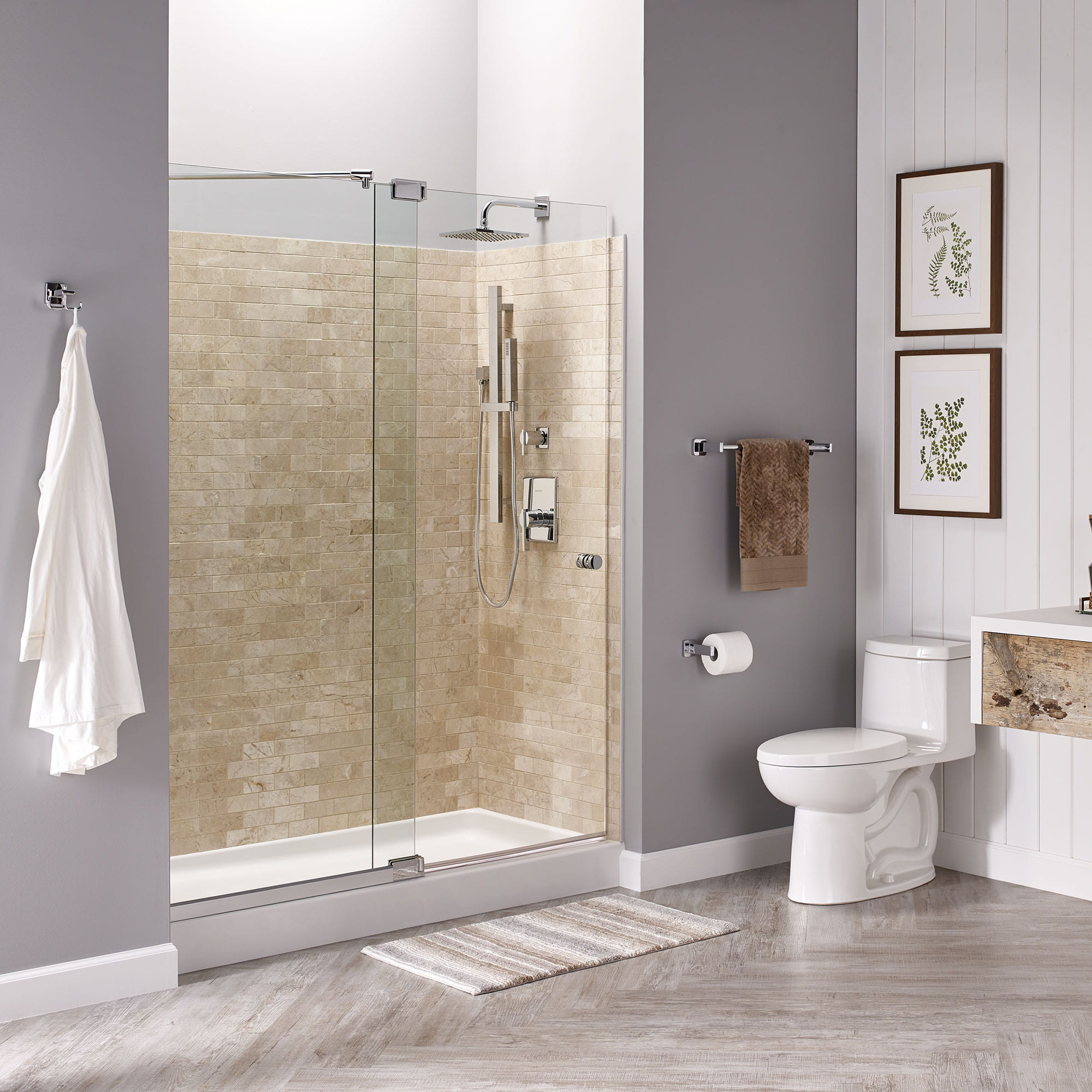 Studio 60x32 inch Single Threshold Shower base with Left hand Outlet ARCTIC